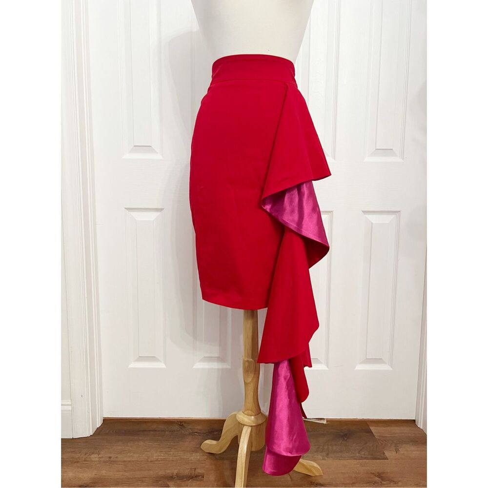 Tia Dorrane Womens Red More is More Bodycon Midi Skirt Size Small NWT
